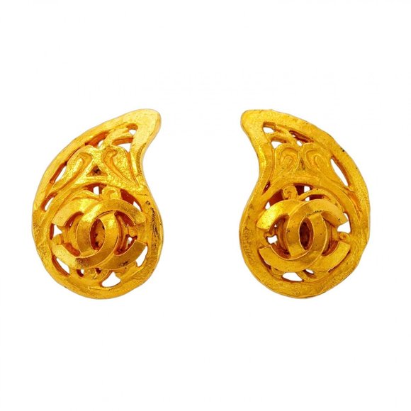 CHANEL Gold Logo Earrings - Picture 1 of 8